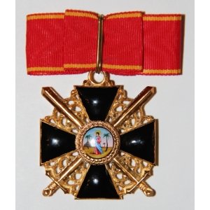 Крест ордена Святой Анны 1 ст.(с мечами,чёрной эмали)