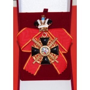 Крест ордена Святой Анны 1 ст.(с мечами,с короной,чёрной эмали)
